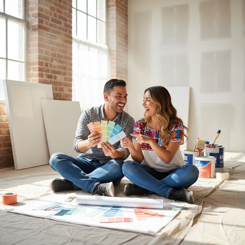 Pareja mexicana planeando la renovación de su hogar