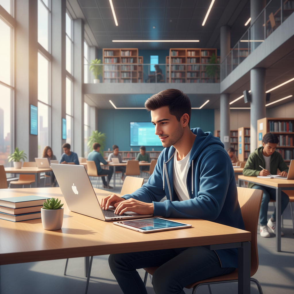 Estudiante mexicano ambicioso estudiando para su futuro