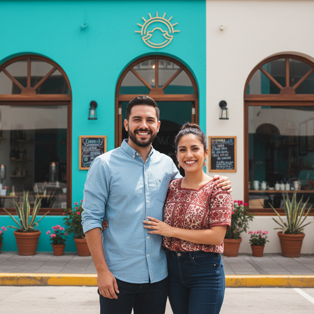 Retrato de Sofía y Carlos, dueños de café